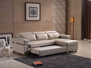 cream leather l shaped sofa bed pullout