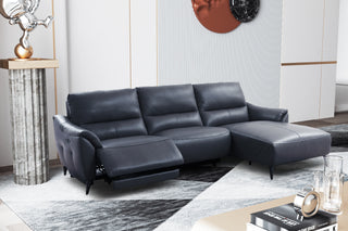 dark blue l shape recliner sofa right chaise
