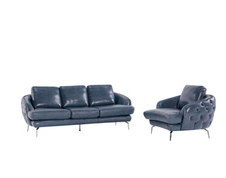 dark blue leather sofa set