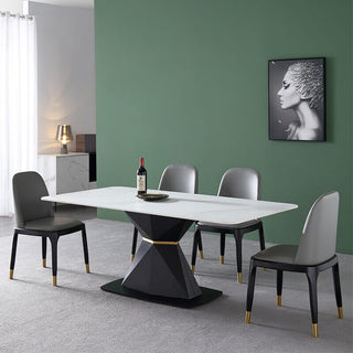 diagonal steel sintered stone dining table