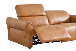 electric reclining sofa 3 seats cognac usb
