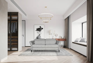 fabric stationary sofa 3 seater light grey