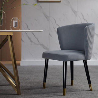 gold tip grey velvet dining chair