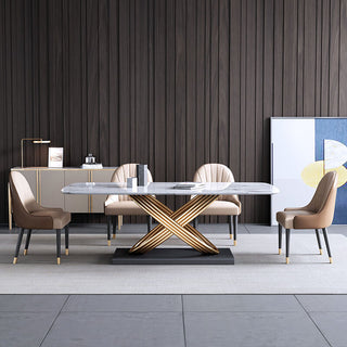gorgeous sintered stone rectangle dining table stainless steel