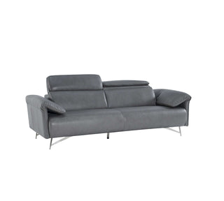grey 2.5 seater leather sofa side view