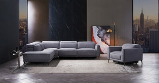 grey fabric sectional electric recliner sofa