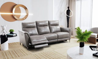 grey half leather recliner sofa