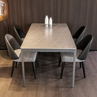 aluminium leg grey sintered stone dining table side view