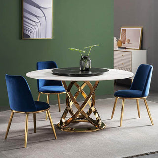 hourglass round sintered stone dining table