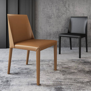 leather single color tan and black dining chairs