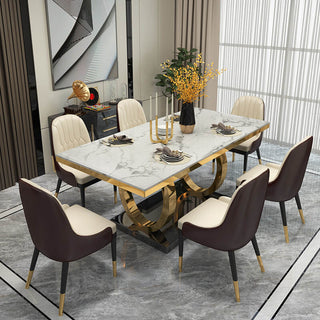 modern two tone dining table marble