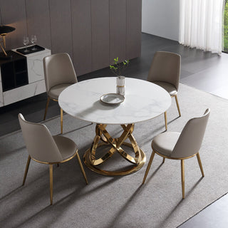 round dining table set stainless steel leg