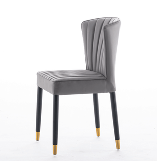 silver fabric cushion pleated dining chair
