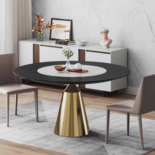 sintered stone round dining table gold stainless steel frame