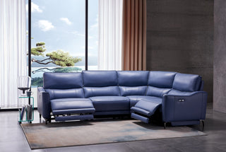 small blue sectional recliner sofa