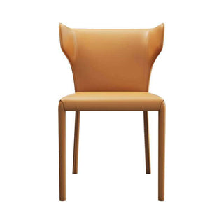 tan modern leather dining chair curved sides