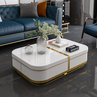 white and gold platform coffee table