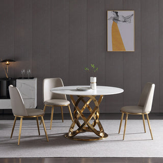 white round dining table sintered stone