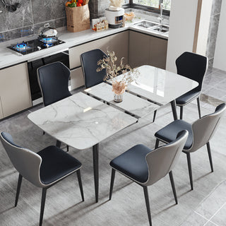 white sintered stone expandable dining table